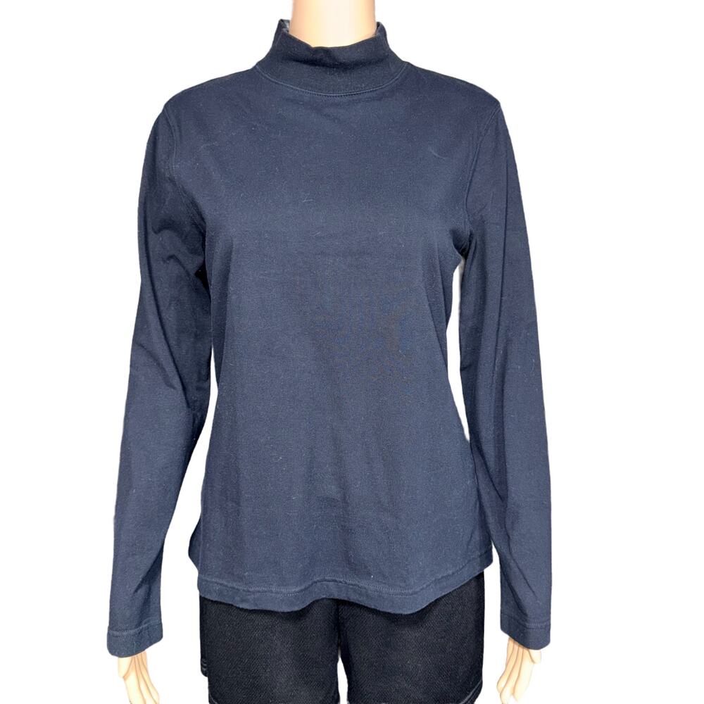 Croft & Barrow Womens Mock Neck Shirt Top Pullover Long Sleeve Black Medium